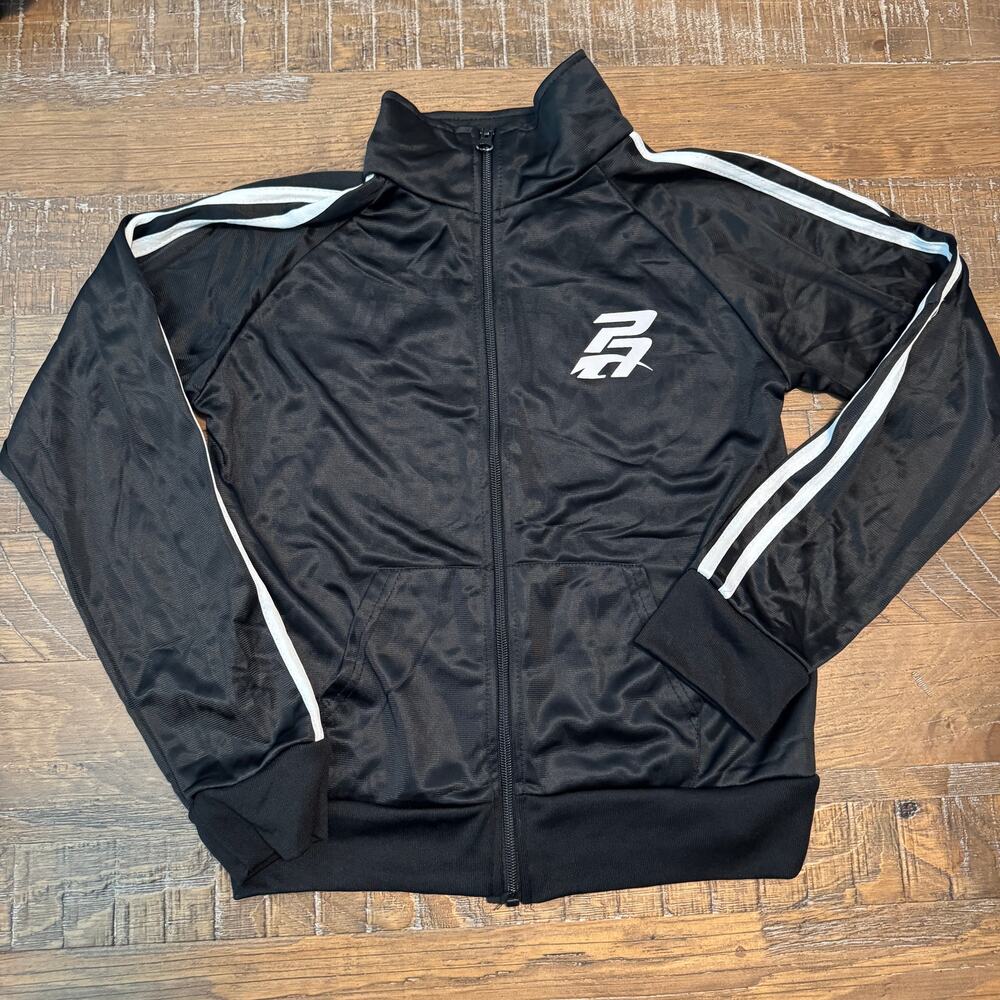 Pro-Athlete Performance Track Jacket Size 10 | Black with White Stripes Sports